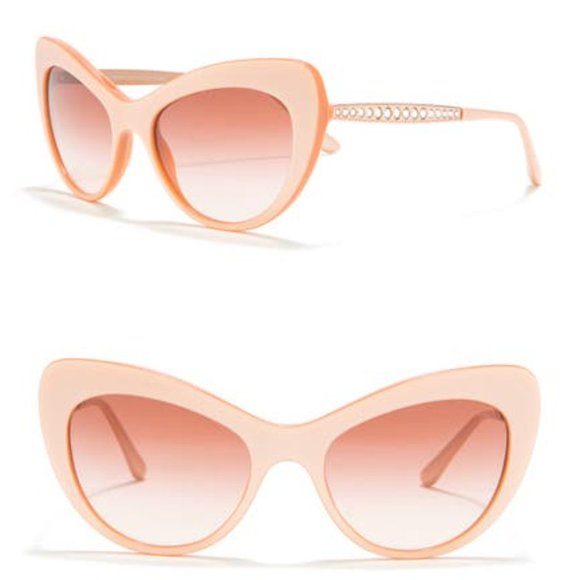 NEW Dolce & Gabbana 52mm Pearly Cat Eye Crystal Inlay Rose Gold Ombre Sunglasses - Picture 6 of 7